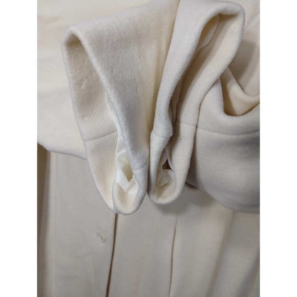 Jessica London Plus Size Woman Full Length Wool Cream Coat - Picture 12 of 14